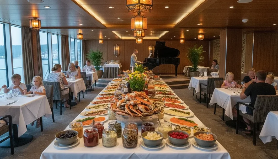Grand Buffet på dekk 6, midt imot kasinoet